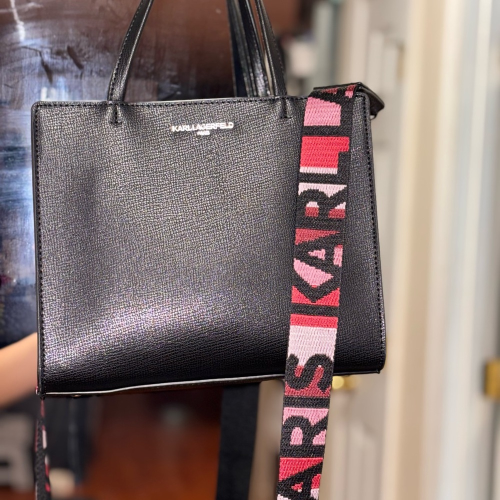 Karl Lagerfeld Black Textured Satchel - Picture 4 of 7
